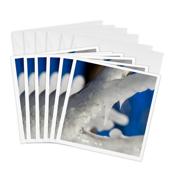 3drose, Ice Covered Branch of the Tree, Small Icicle, 6 Greeting Cards with Envelopes