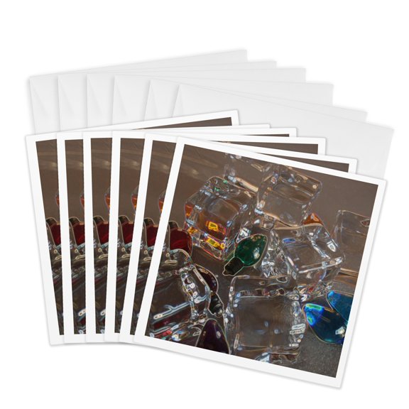 3drose, Ice Cubes Bulbs Sparkle, 6 Greeting Cards with Envelopes
