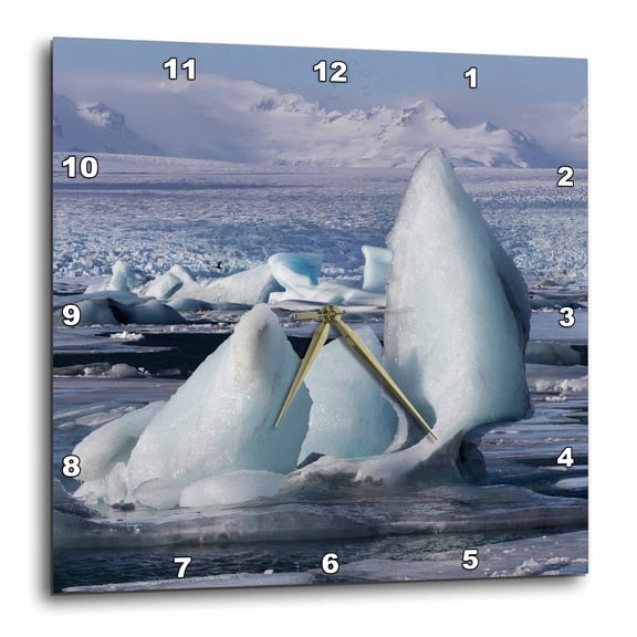 3drose, Iceland, Jokulsarlon. Vatnajokull Glacier Fills the Frozen Lagoon., 10x10 Wall Clock