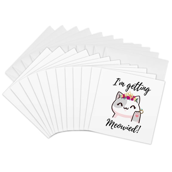 3drose, Im Getting Meowied Cute Kawaii Cat Bride I Am Getting Married Bridal, 12 Greeting Cards with Envelopes