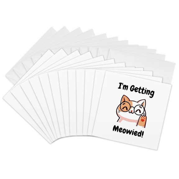 3drose, Im Getting Meowied Cute Kawaii Cat I Am Getting Married Meow Humor, 12 Greeting Cards with Envelopes