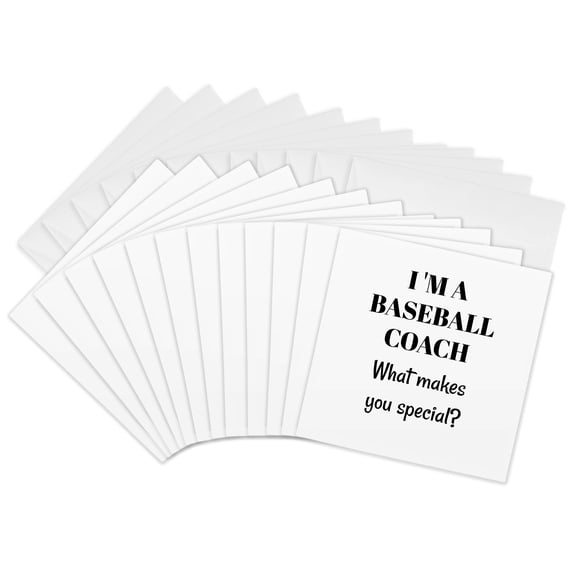 3drose, Im a Baseball Coach What Makes You Special, 12 Greeting Cards with Envelopes