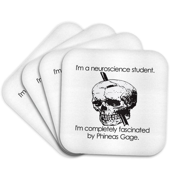 3drose, Im a Neuroscience Student. Im Completely Fascinated by Phineas Gage., Set of 4 Coasters - Soft