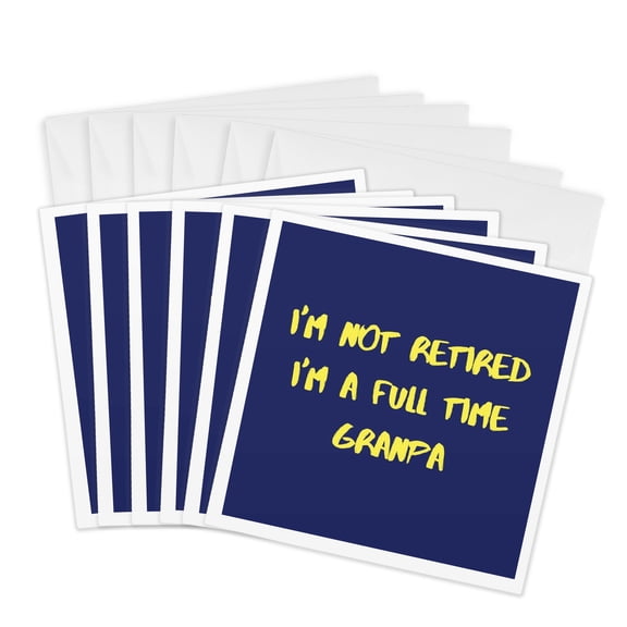 3drose, Image Txt Im Not Retired Im Full Time Grandma, 6 Greeting Cards with Envelopes