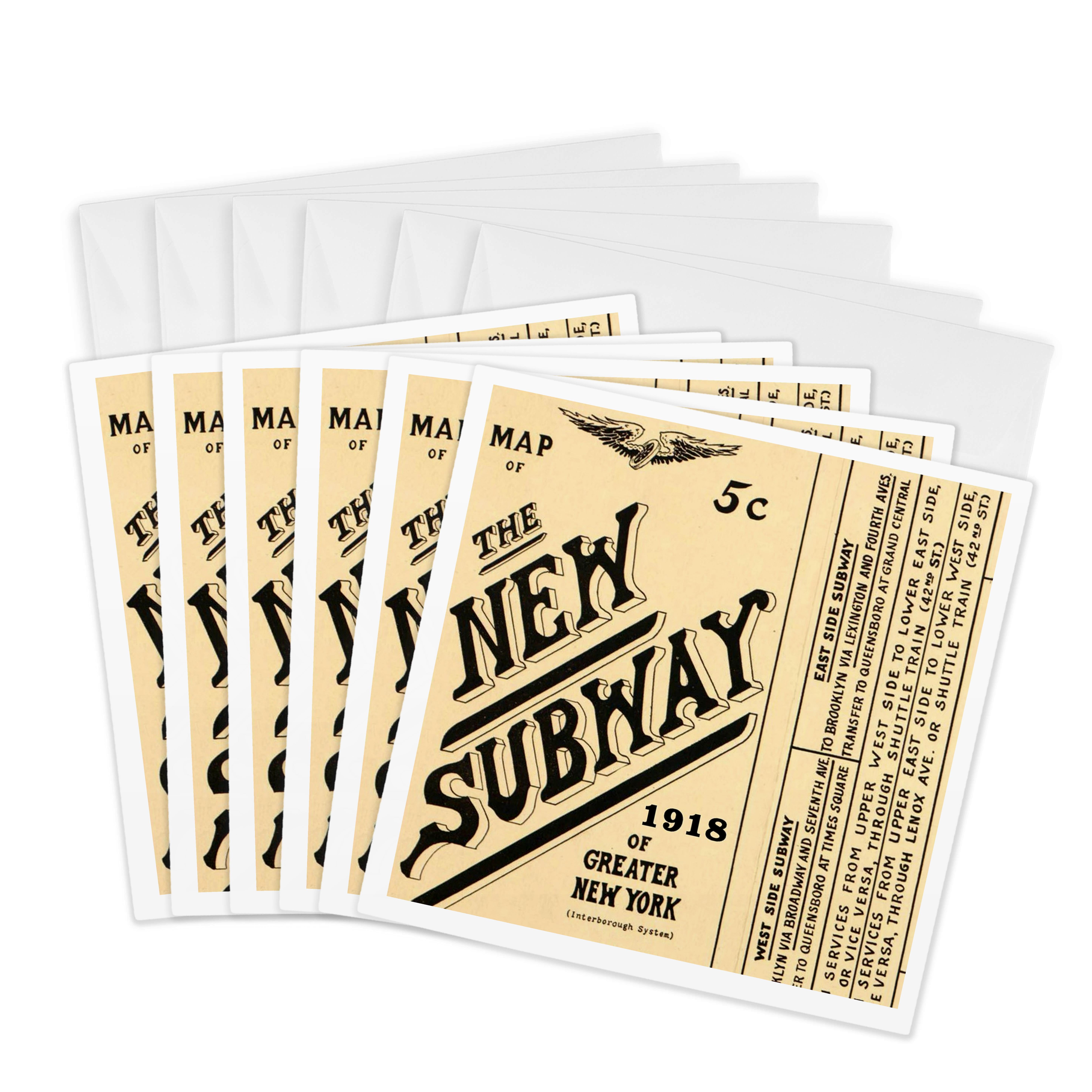 3drose, Image of 100 Year Old Subway Map of New York, 6 Greeting Cards ...