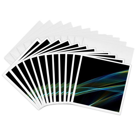 3drose, Image of Abstract Light Waves, 12 Greeting Cards with Envelopes