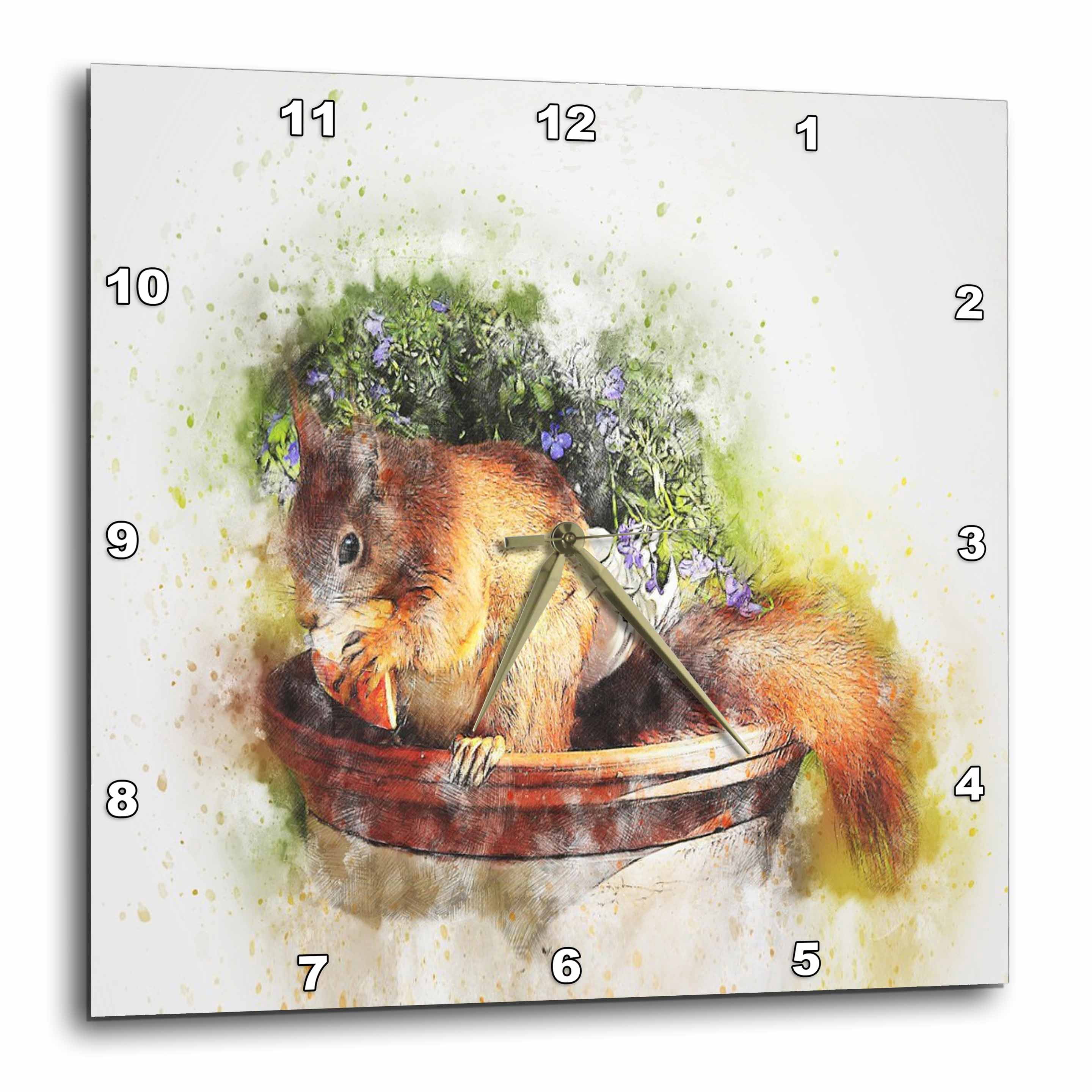 3drose, Image of Adorable Squirrel Eating Cheese in Flowerpot, 15x15 ...