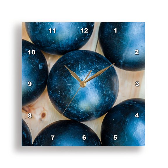 3drose, Image of Ancient Cannon Balls Painted Black on a Wooden Deck, 10x10 Wall Clock