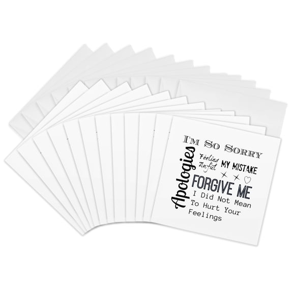 3drose, Image of Apologies Forgive Me Im Sorry I Hurt Your Feelings, 12 Greeting Cards with Envelopes