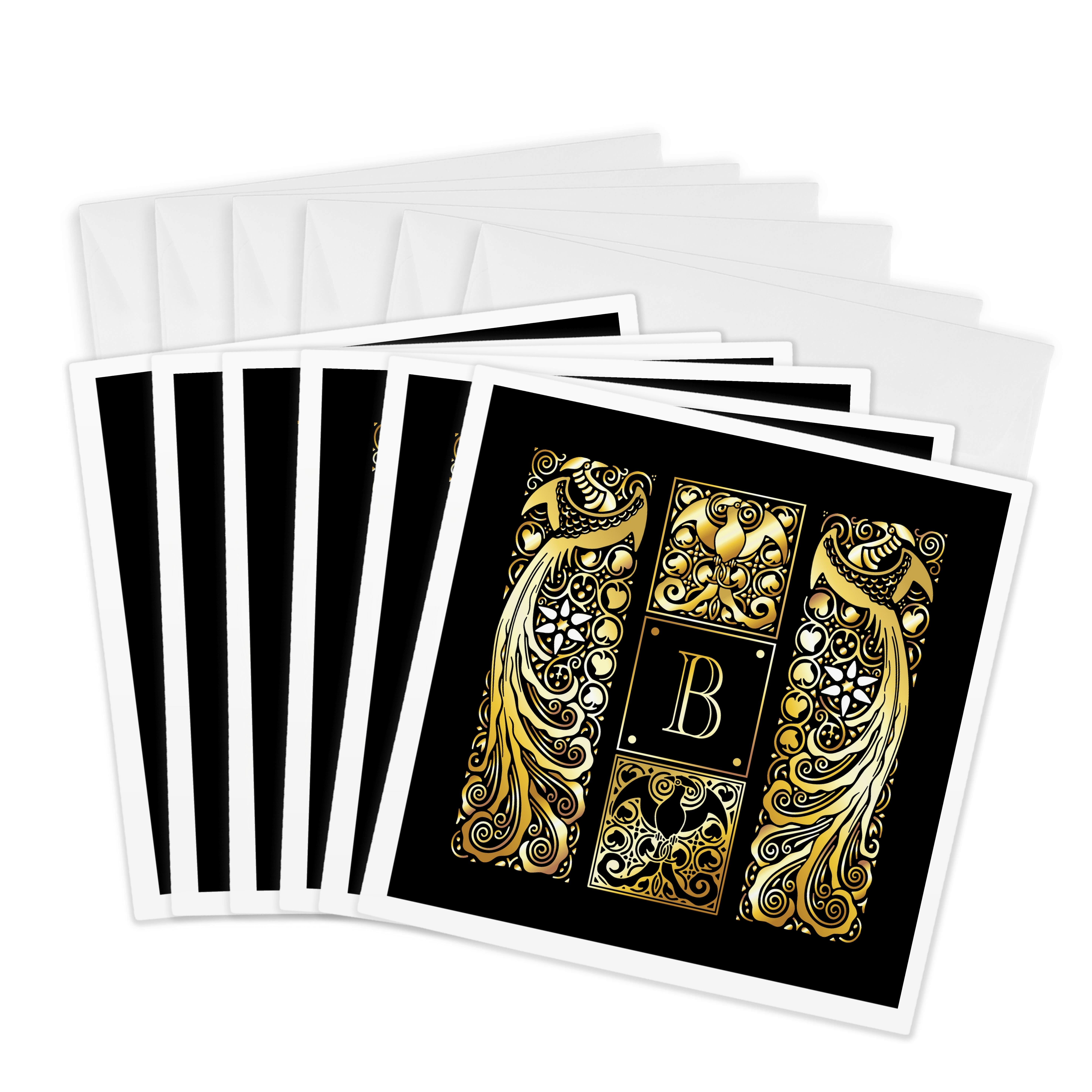 3drose, Image of Art Nouveau Peacocks- Monogram Letter B- Not Foil ...