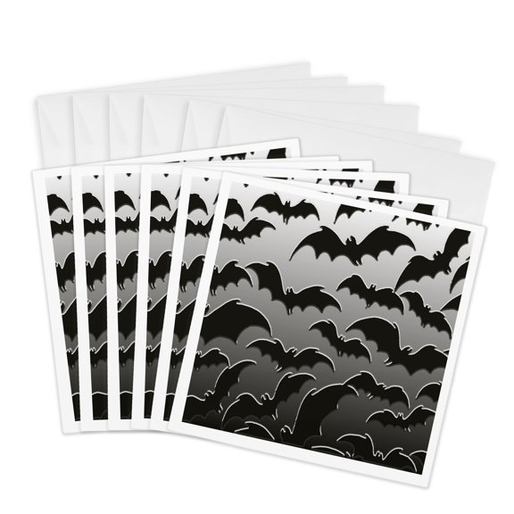 3drose, Image of Bats, Black and Gray, 6 Greeting Cards with Envelopes