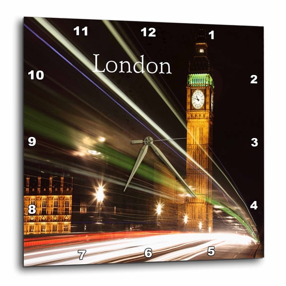 3drose, Image of Big Ben at Night Time Exposure, 13x13 Wall Clock