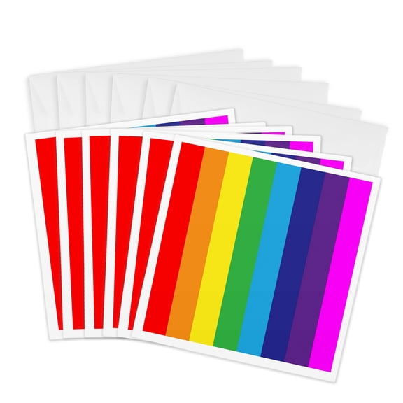 3drose, Image of Big Bold Gay Pride Colors with Fuchsia, 6 Greeting Cards with Envelopes