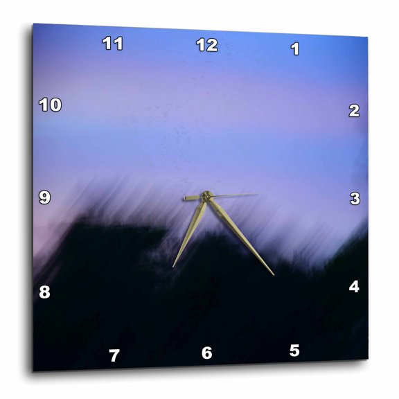 3drose, Image of Blur of Blue and Violet Stripe Sky with Black Foreground, 13x13 Wall Clock