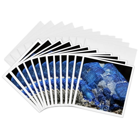 3drose, Image of Bright Blue Afghanite Semi Precious Gem, 12 Greeting Cards with Envelopes
