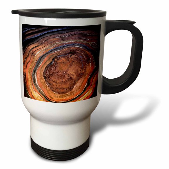 3drose, Image of Brown Copper Metal Foil Glitter Marble Fashion Agate, 14oz Stainless Steel Travel Mug