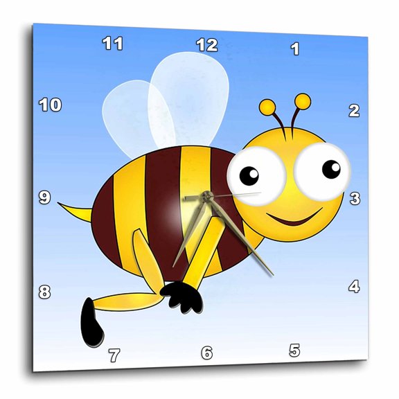 3drose, Image of Cartoon Bumblebee Flying, 15x15 Wall Clock
