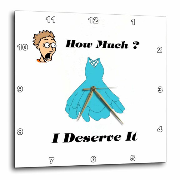 3drose, Image of Cartoon Guy Asks How Much About a Dress Lady Answers, 13x13 Wall Clock