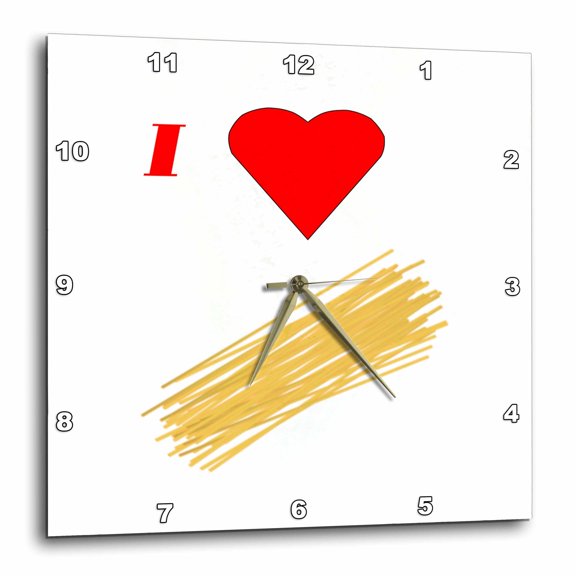 3drose, Image of Cartoon I Love Spaghetti, 13x13 Wall Clock