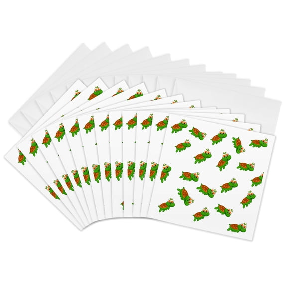 3drose, Image of Cartoon Kiddie Turtle Toss, 12 Greeting Cards with Envelopes