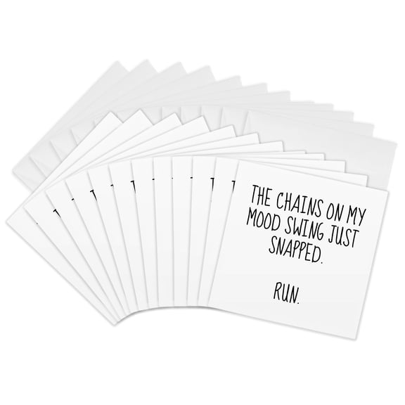 3drose, Image of Chains on My Mood Swing Snapped Quote, 12 Greeting Cards with Envelopes