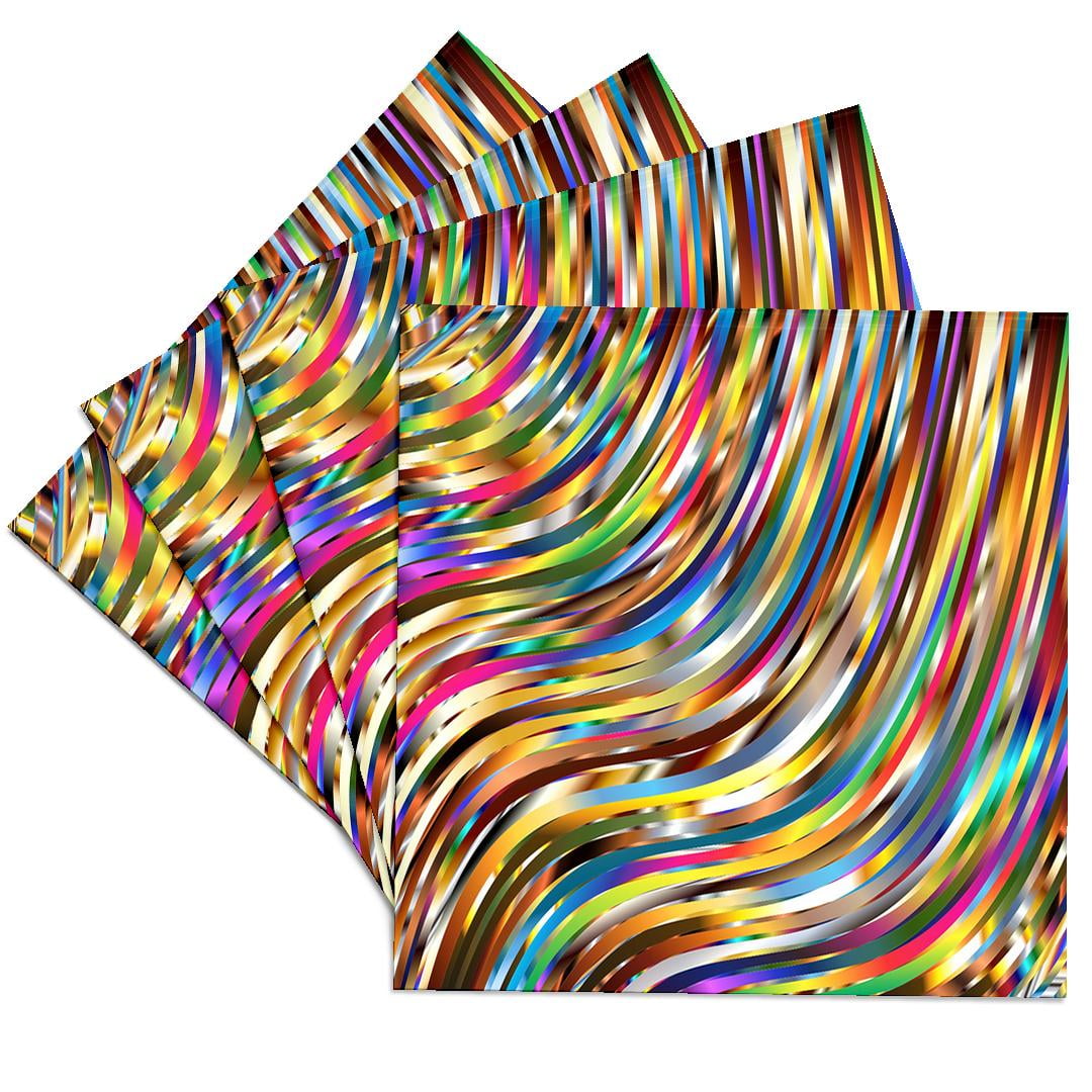 3drose, Image of Colorful Vivid Metallic Ribbons, Set of 4 Ceramic Tile ...