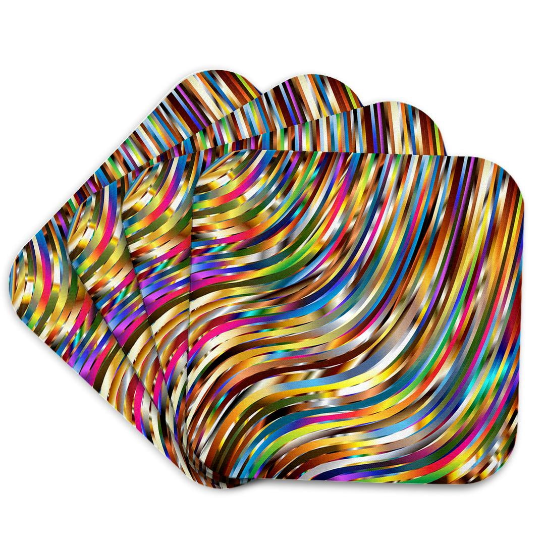 3drose, Image of Colorful Vivid Metallic Ribbons, Set of 4 Coasters ...