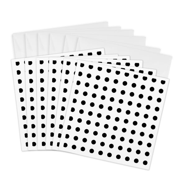 3drose, Image of Cute Tiny Black and White Dots, 6 Greeting Cards with Envelopes