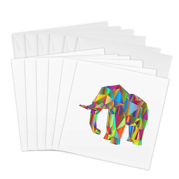 3drose, Image of Elephant in Colorful Prism, 6 Greeting Cards with Envelopes