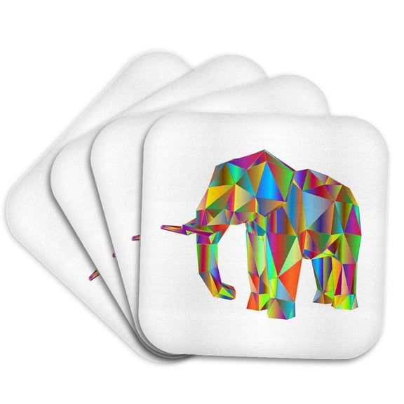 3drose, Image of Elephant in Colorful Prism, Set of 4 Coasters - Soft