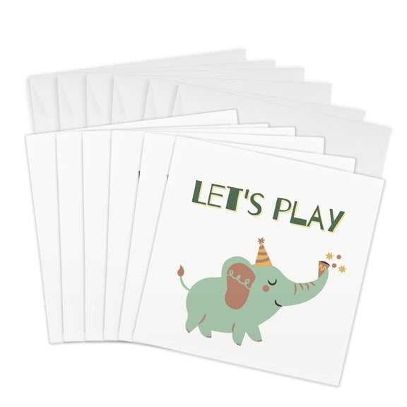 3drose, Image of Elephant with Text, 6 Greeting Cards with Envelopes