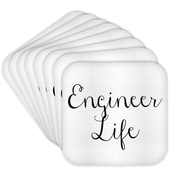 3drose, Image of Engineer Life Quote, Set of 8 Coasters - Cork