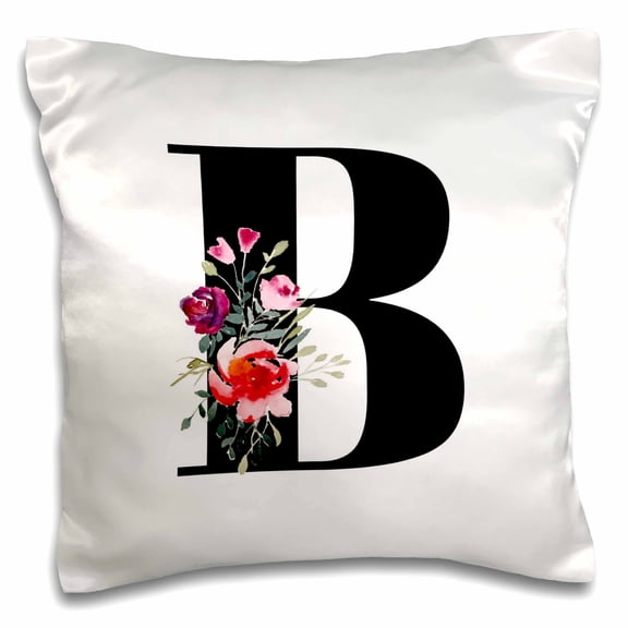 3drose, Image of Flowery Monogram B, 16x16 inch Pillow Case