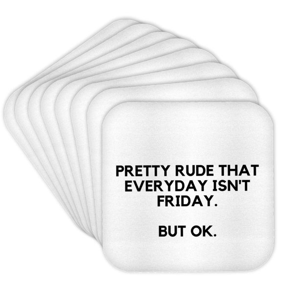 3drose, Image of Funny Quote About Friday, Set of 8 Coasters - Cork