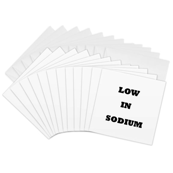 3drose, Image of Funny Sign Says Low in Sodium, 12 Greeting Cards with Envelopes