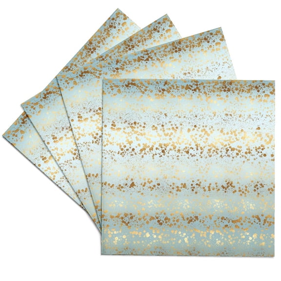 3drose, Image of Gold Aqua Glitz Sparkle Stars Confetti, Set of 4 Ceramic Tile Coasters