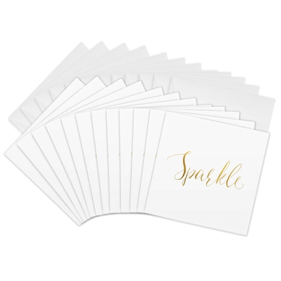 3drose, Image of Gold Glam Sparkle, 12 Greeting Cards with Envelopes