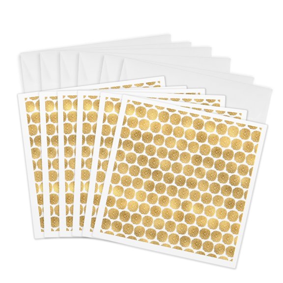 3drose, Image of Gold White Glam Flowers, 6 Greeting Cards with Envelopes