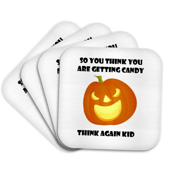 3drose, Image of Grumpy Pumpkin Has Funny Question for Kids, Set of 4 Coasters - Soft