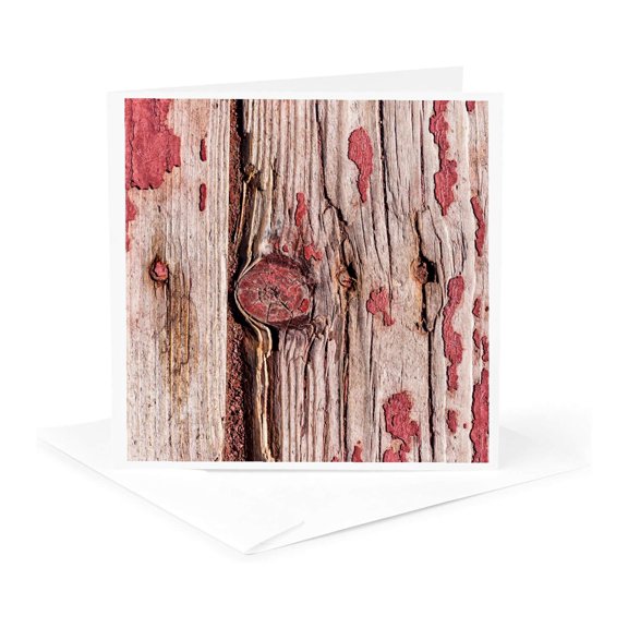 3drose, Image of Grunge Weathered Wood Texture, Round Knot, Vertical Seam, 1 Greeting Card with Envelope