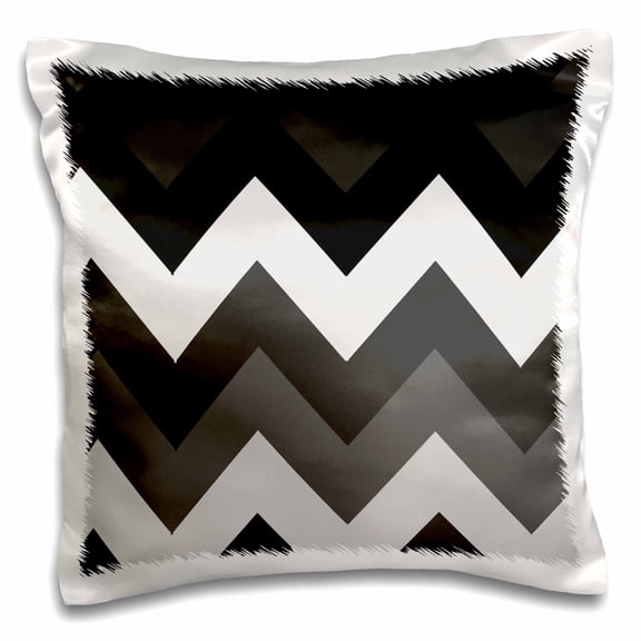 3drose, Image of Huge Black White and Gray Modern Chevron Stripes, 16x16 inch Pillow Case