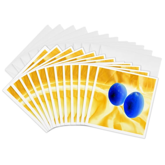 3drose, Image of Humorous Two Lemons on Satin in Negative, 12 Greeting Cards with Envelopes