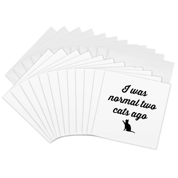 3drose, Image of I Was Normal Two Cats Ago Quote, 12 Greeting Cards with Envelopes