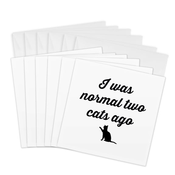 3drose, Image of I Was Normal Two Cats Ago Quote, 6 Greeting Cards with Envelopes