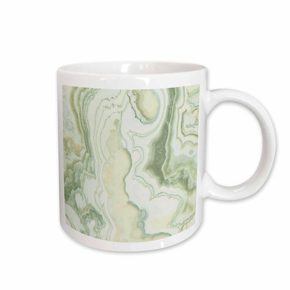 3drose, Image of Jade Greens and Pale Yellow Swirly Marble, 11oz Mug