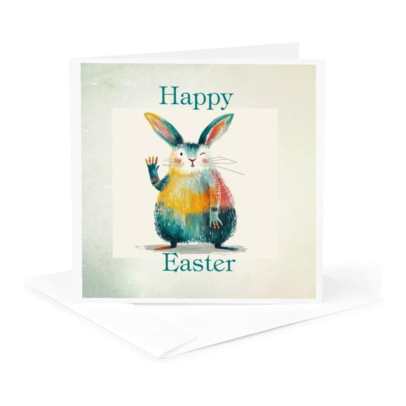 3drose, Image of Large Colorful Bunny on Gradient Says Happy Easter, 1 Greeting Card with Envelope