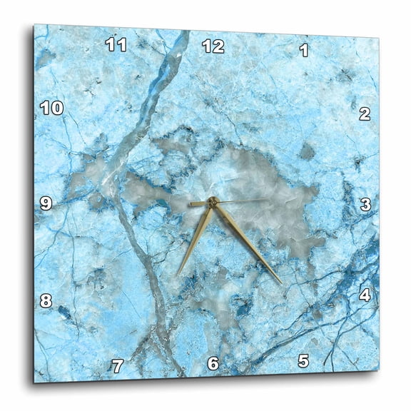 3drose, Image of Luxury Chic Trendy Ice Blue Veins Agate Gemstone Geode Quartz, 10x10 Wall Clock