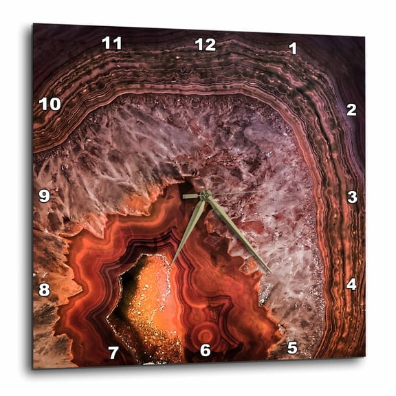 3drose, Image of Luxury Copper Coffee Brown Marble Agate Gem Mineral Stone, 15x15 Wall Clock