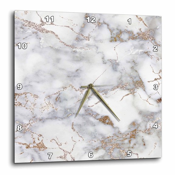 3drose, Image of Luxury Shiny Trendy Rose Gold Glitter Marble Agate Quartz, 15x15 Wall Clock