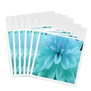 3drose, Image of Macro Aqua Flower Petals, 6 Greeting Cards with Envelopes